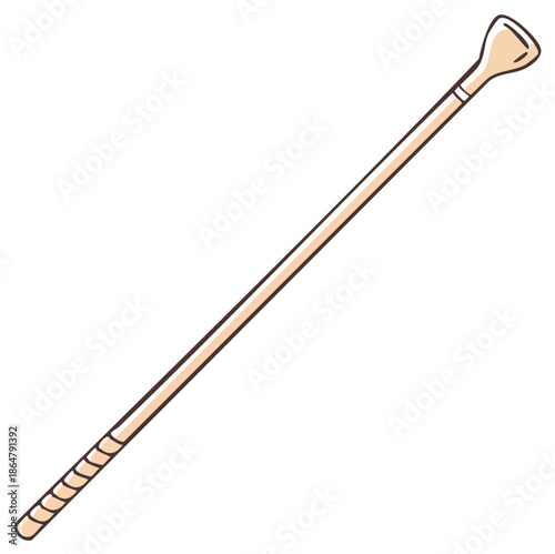 Simple illustration of a jockey's riding crop with a flat end and textured grip