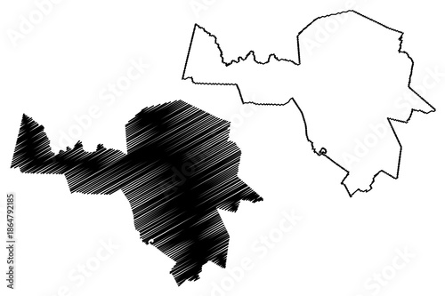 Hardenberg city and municipality (Kingdom of the Netherlands, Holland, Overijssel or Oaverysel province) map vector illustration, scribble sketch Haddenbarreg map