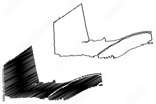 Hardinxveld-Giessendam municipality (Kingdom of the Netherlands, Holland, South Holland or Zuid-Holland province) map vector illustration, scribble sketch Hardinxveld Giessendam map