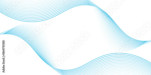 Abstract blue smooth waves on white background.Vector illustration.