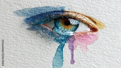 Emotional Watercolor Eye Art on Textured Paper
