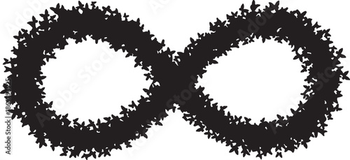 Butterfly Swarm Silhouette – Elegant Flying Butterflies Black Vector on White.