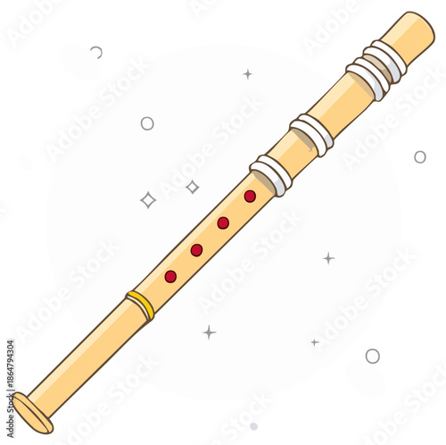 Bamboo Woodwind Musical Instrument Recorder With Red Finger Holes