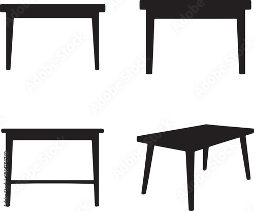 silhouette of set of different tables