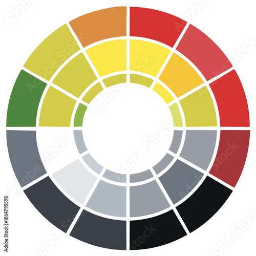 Circular Color Spectrum with Warm and Cool Tones and Grayscale Elements