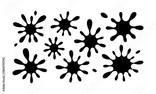 Grunge black ink splatter design elements vector illustration, easily editable. 