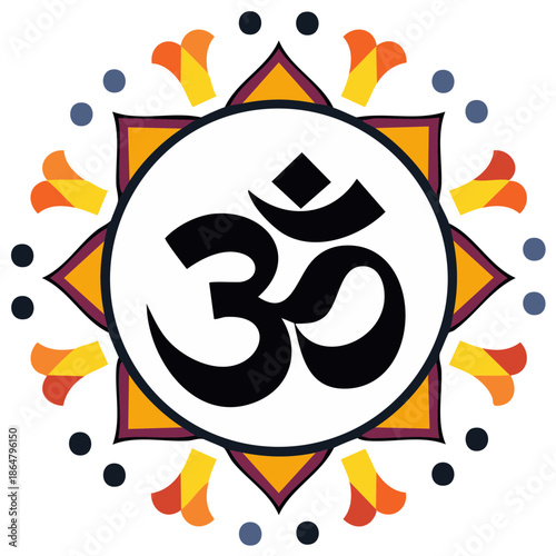 Om Symbol Mandala Spiritual Design Harmony Meditation Icon