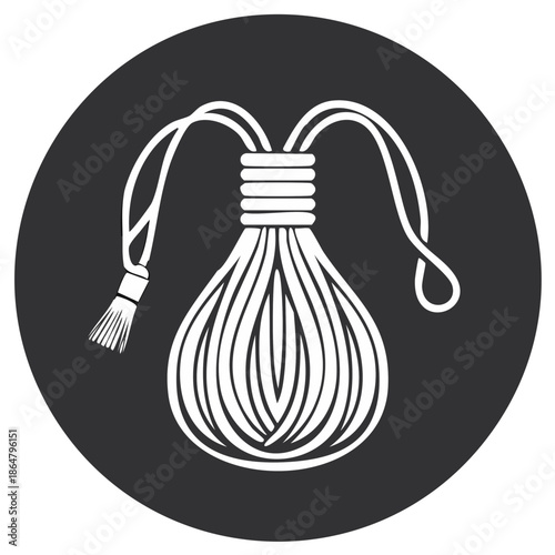 Stylized Punching Bag Icon with Tassel and Drawstring