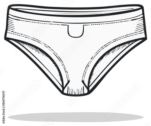 Classic Men's Underwear Briefs Hand Drawn Vector Illustration