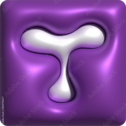 3D Colorful Glossy Alphabet Letter T Icon