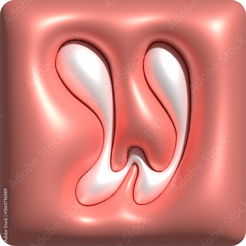 3D Colorful Glossy Alphabet Letter W Icon