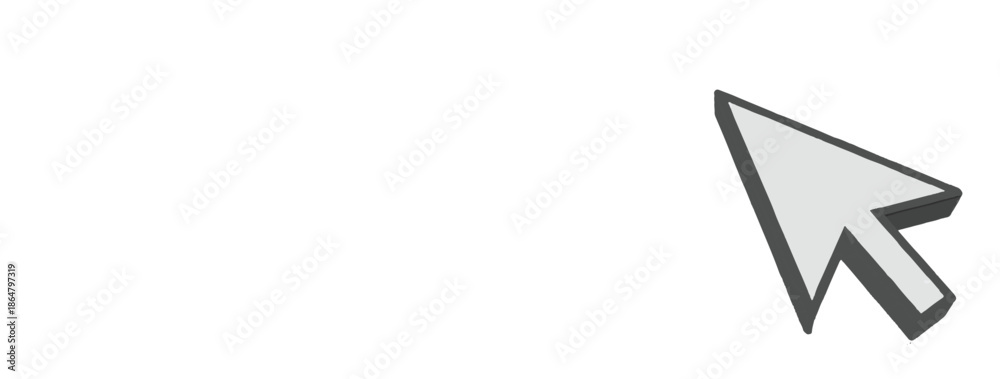 Fototapeta premium Computer mouse cursor pointing forward on a gray background