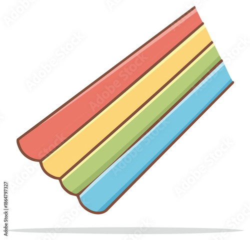 Colorful striped candy sticks in a row cartoon vector illustration