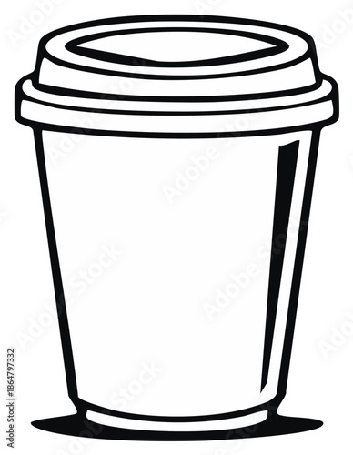 Outline Drawing of a Takeaway Coffee Cup with Lid
