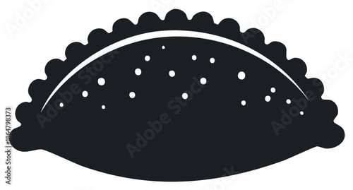 Minimalist vector icon of a traditional empanada or baked pastry silhouette