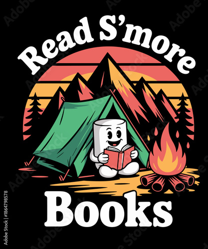 Read S'more Books Cute Campfire Reading Book Lovers