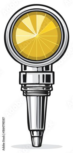 Shiny tap with citrus decoration for beverage dispensing in commercial establishment