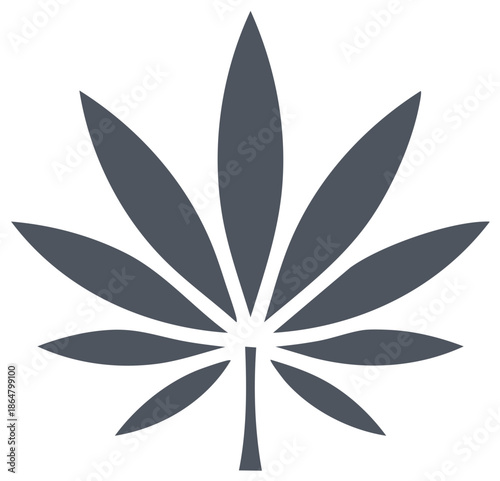 Stylized gray cannabis leaf icon simple minimalist vector graphic