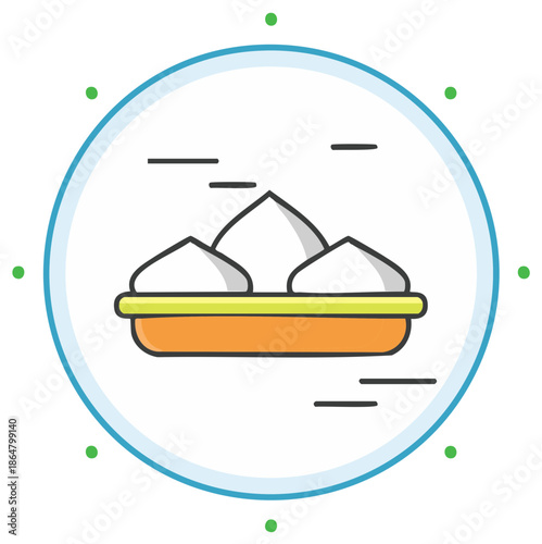 Traditional Indian Sweets Modak on a Plate Colorful Vector Icon for a Religious Festival