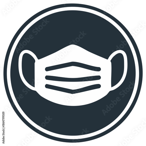 Mandatory face mask icon for virus prevention and public health safety guidelines