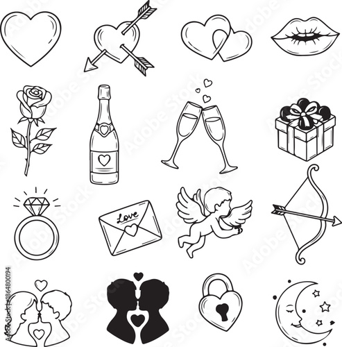 Valentines day symbols Stock Vector