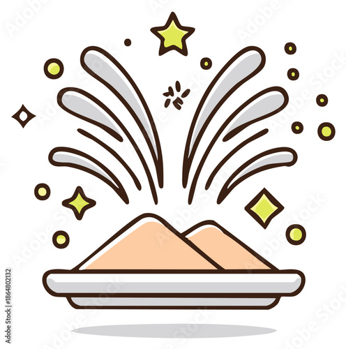 Colorful Celebration Doodle with Sand Piles, Stars, and Festive Confetti