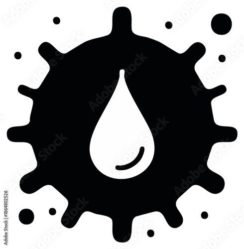 Abstract virus or germ shape with liquid droplet icon for contamination and infection concept