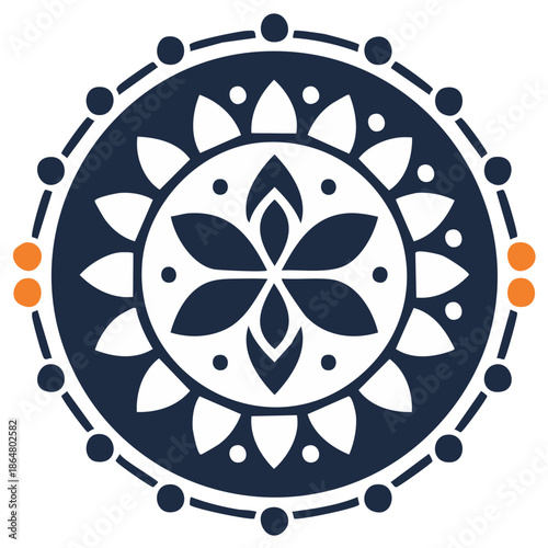 Ornate Floral Mandala Pattern with Dark and Light Elements for Decoration and Design Projects