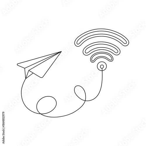 Wireless communication concept line art illustration
