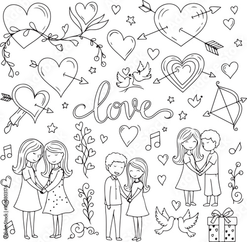 Valentines day symbols Stock Vector
