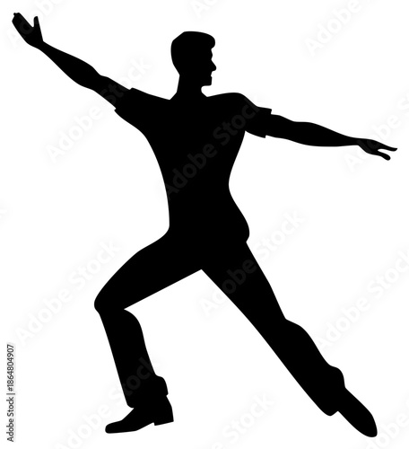 Elegant Male Dancer Silhouette in Motion, Depicting Graceful Posture, Performance Arts, and Stage Presence