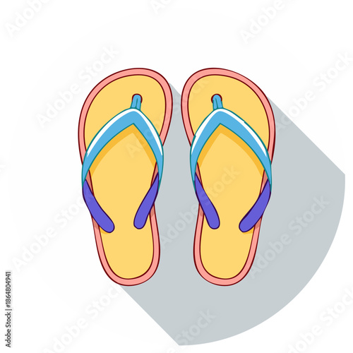 Isolated yellow flip flops footwear for beach walking summer vacation recreation