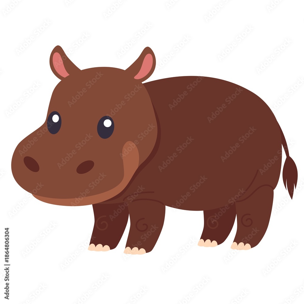 Fototapeta premium Cute Cartoon Hippo Character Illustration