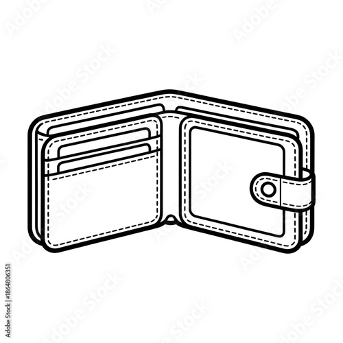 A wallet illustration vector style of a coloring page