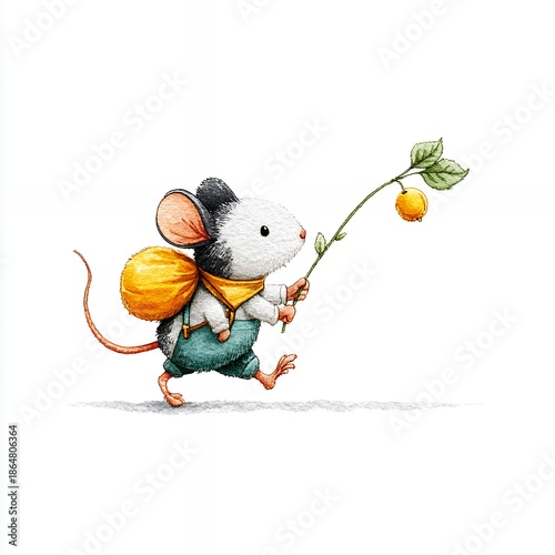 Wallpaper Mural Charming Mouse Illustration Carrying Fruit Torontodigital.ca