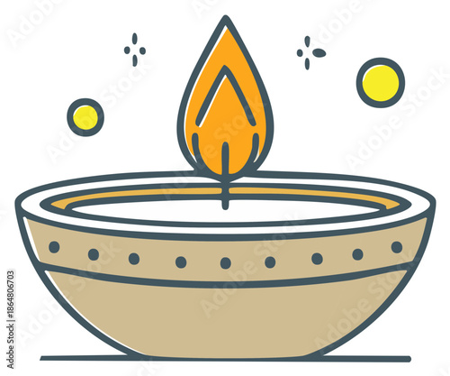 Decorative Diya Oil Lamp with Flame and Sparkles