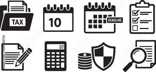 Tax planning and financial management icons