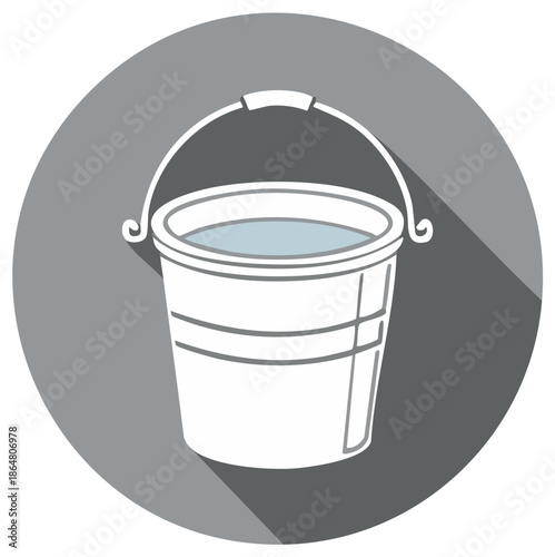 White bucket icon with water, vector illustration for design elements