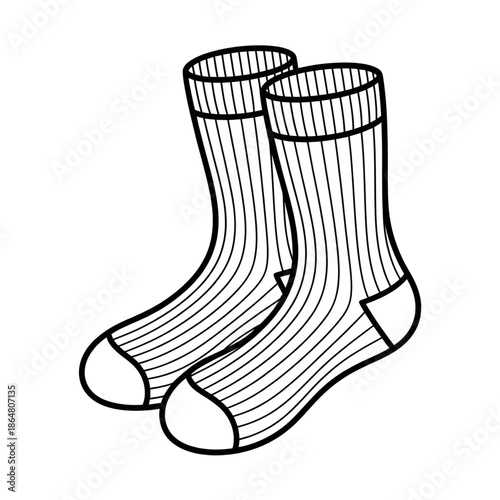 black and white socks vector style coloring page 
