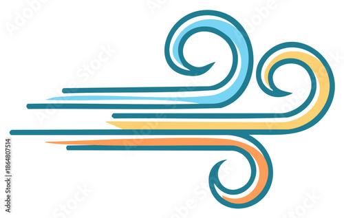 Dynamic stylized wind icon representing breeze and airflow energy design