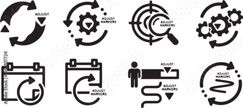Business process management and strategy icons