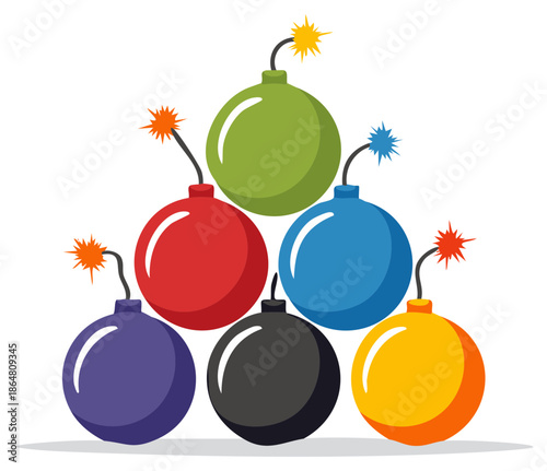 Cartoon Bomb Pileup Colorful Animated Explosion Danger Explosives