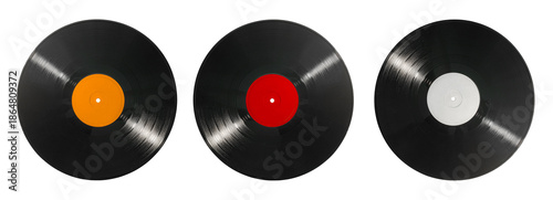 Cuadro en lienzo Vinyl records set isolated on white background