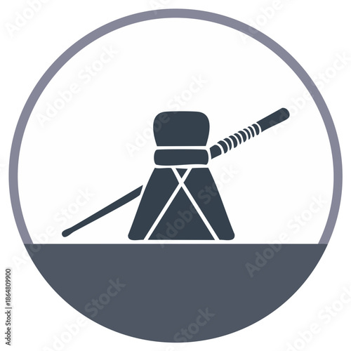 Minimalist Turkish coffee pot icon symbol for hot traditional coffee brewing