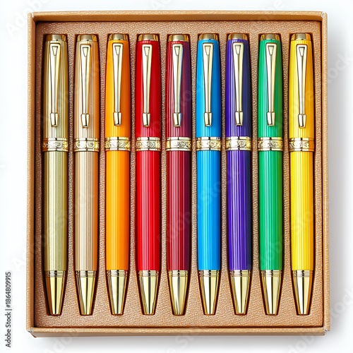 Wallpaper Mural Colorful Pens Gift Set in Brown Box Torontodigital.ca