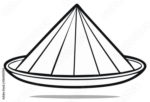 Traditional Asian Conical Hat Outline Minimalist Design