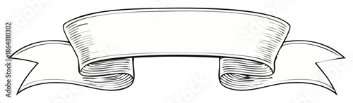 Engraved banner design, blank banner with empty space for text, vector illustration.