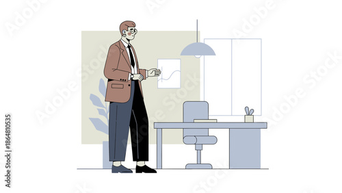 professional male business analyst presenting data insights in modern office environment