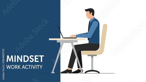 professional man working on a laptop at a desk highlighting mindset and work activity