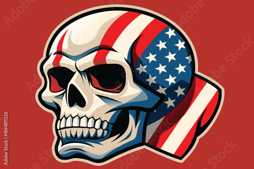 American Flag Skull Graphic Design.